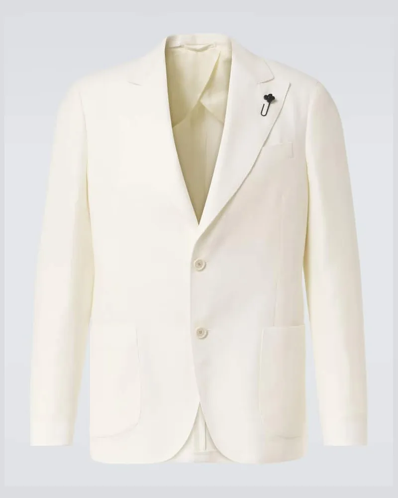 LARDINI Blazer aus Wolle, Leinen und Seide Weiß