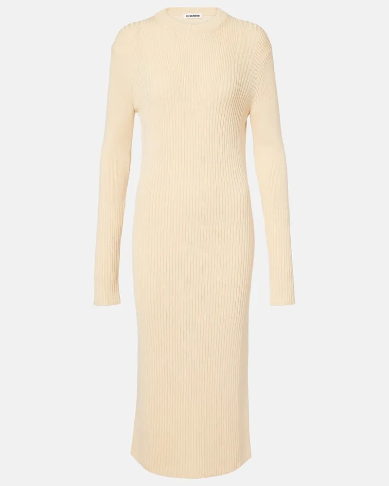 Jil Sander Midikleid aus Wolle und Baumwolle Beige