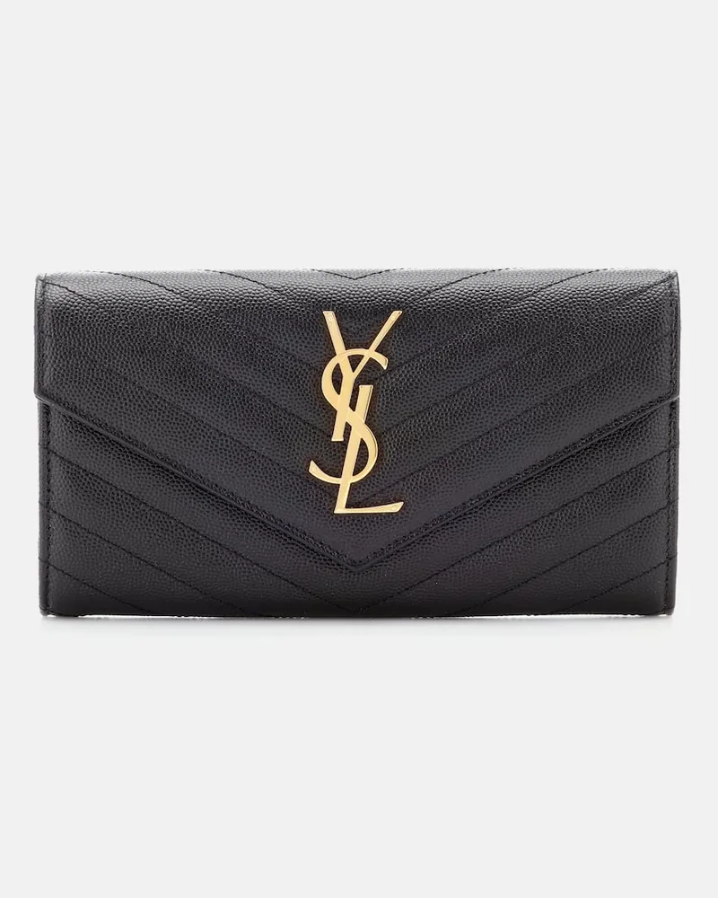 Saint Laurent Portemonnaie Cassandre Large aus Leder Schwarz