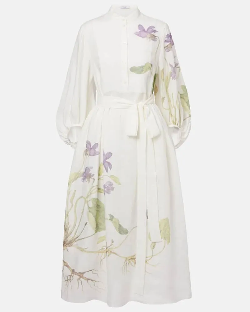 Erdem Wickelkleid aus Leinen Weiß