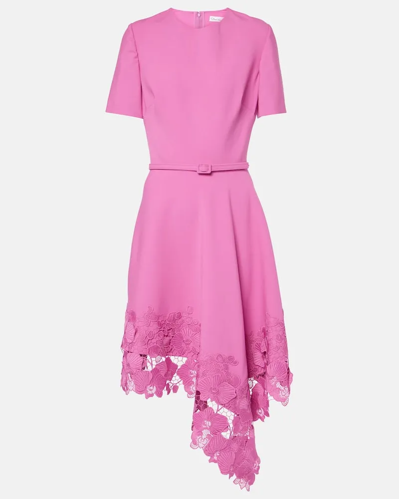 Oscar de la Renta Midikleid mit Spitze Rosa