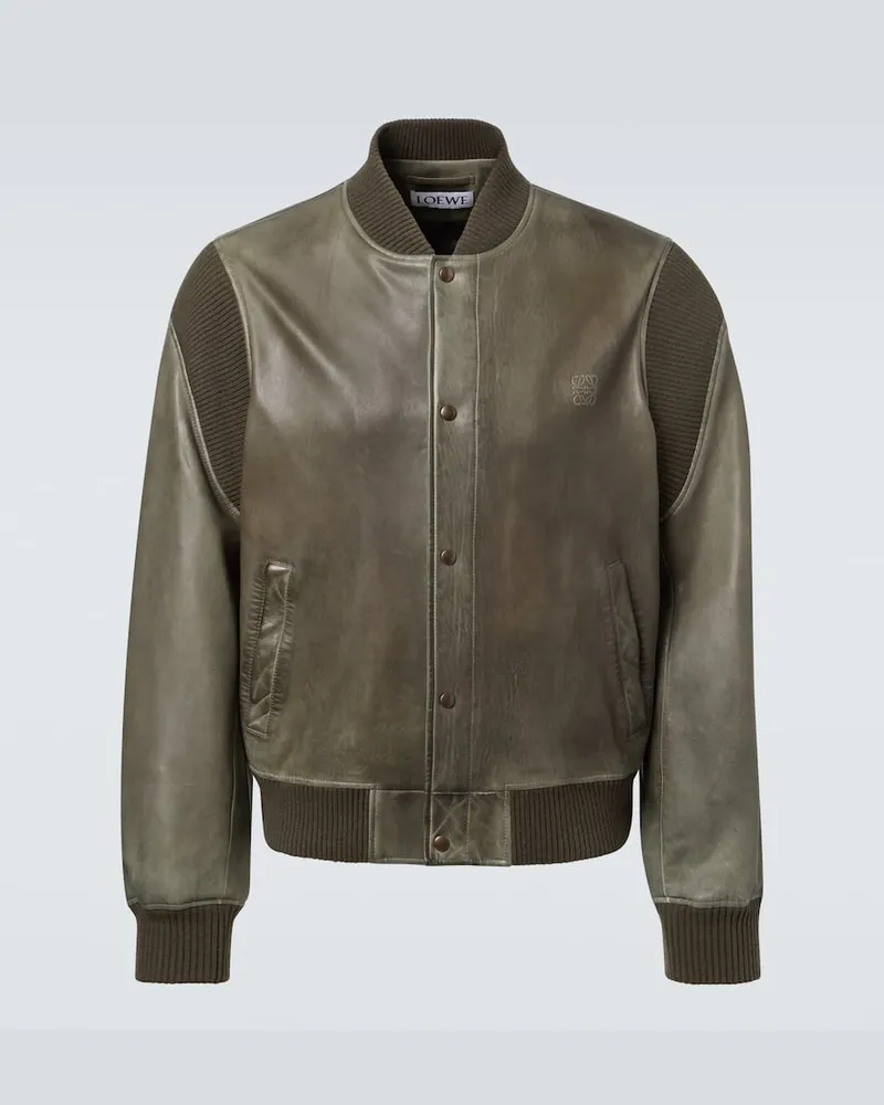 Loewe Bomberjacke aus Leder Grün