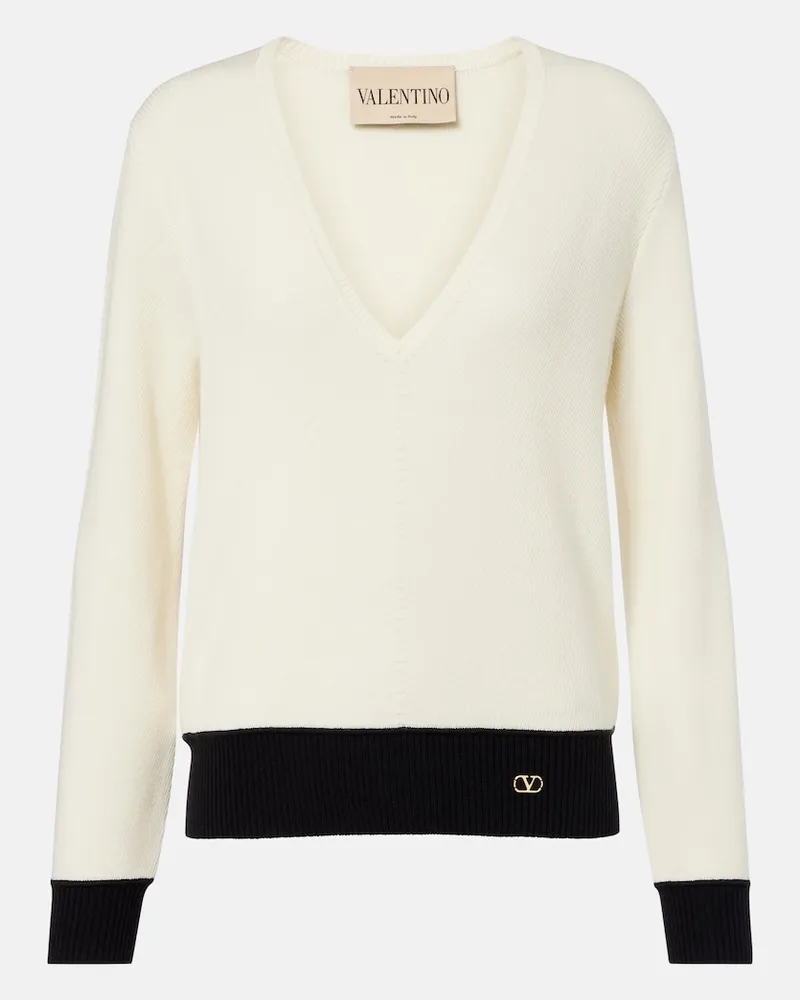 Valentino Garavani Pullover VLogo aus einem Wollgemisch Weiß
