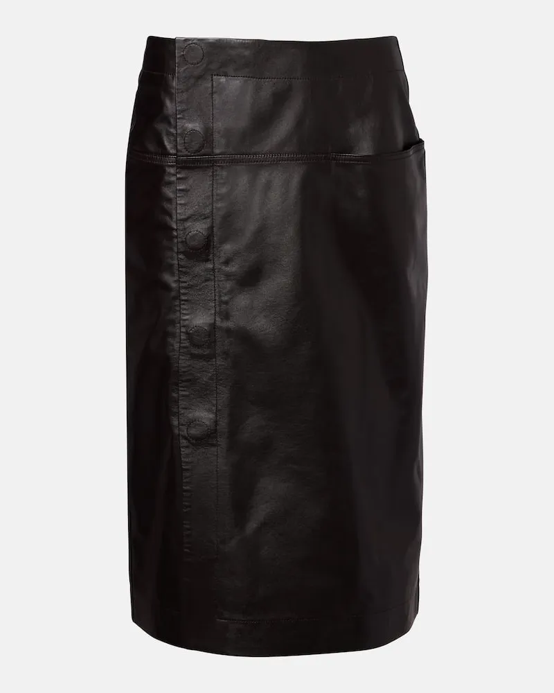 Christophe Lemaire Midirock aus Leder Schwarz