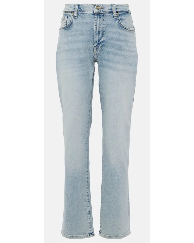 7 for all mankind Mid-Rise Straight Jeans Ellie Blau