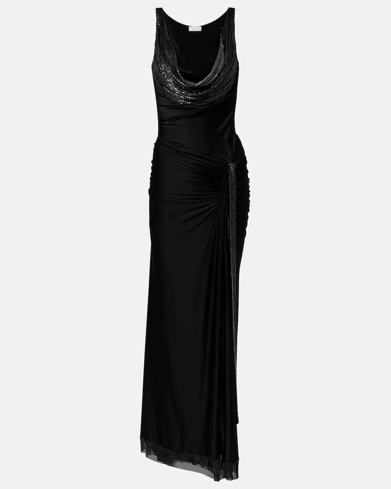 Paco Rabanne Verzierte Robe aus Jersey Schwarz