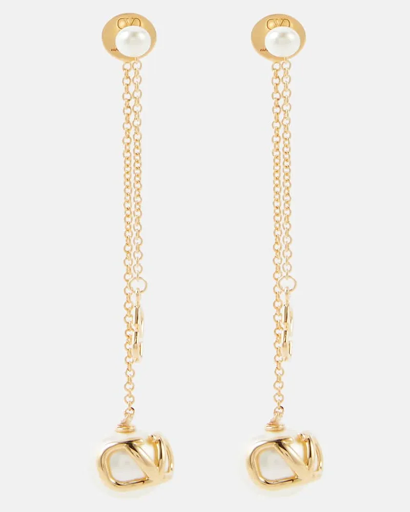 Valentino Garavani Ohrringe VLogo Signature mit Zierperlen Metallic