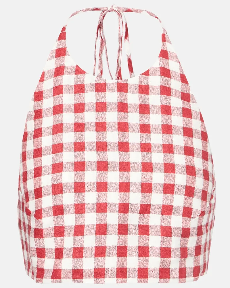 ASCENO Cropped-Top Marseille aus Leinen Rot