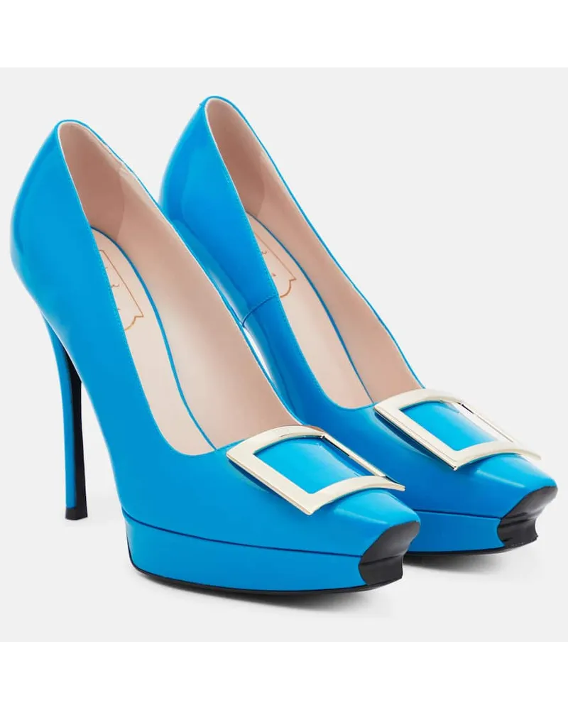 Roger Vivier Pumps Trompette aus Lackleder Blau