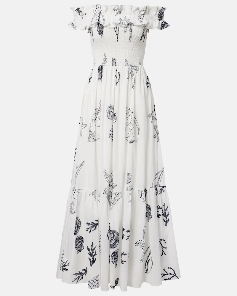 Poupette St Barth Maxikleid Suzanne aus Baumwollmusselin Weiß