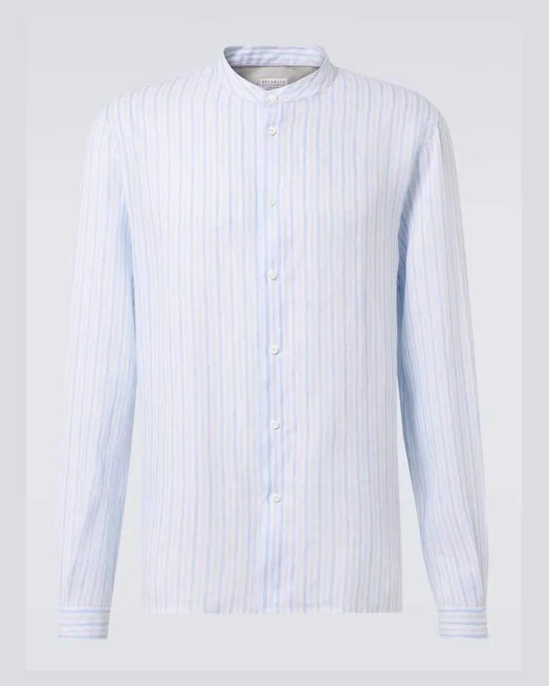 Brunello Cucinelli Hemd aus Leinen Blau