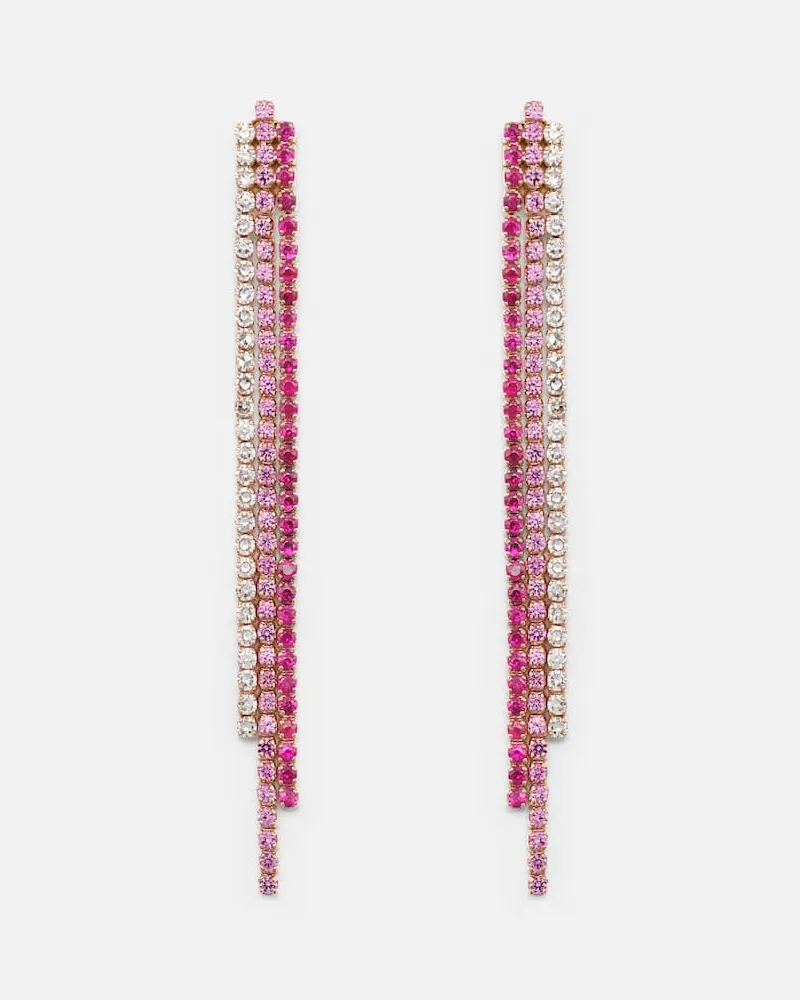 SHAY Ohrringe Triple Thread aus 18kt Roségold mit Edelsteinen Pink