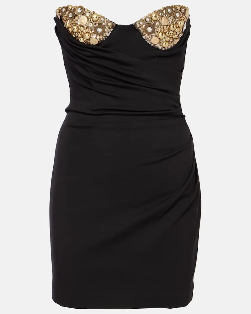 Area Verziertes Bustier-Kleid aus Jersey Schwarz