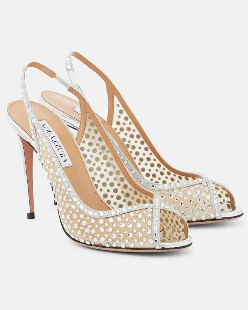 Aquazzura Slingback-Pumps Crystal Lover 105 Silber