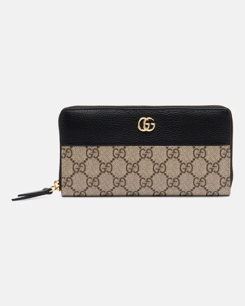Gucci Portemonnaie GG Marmont mit Leder Beige