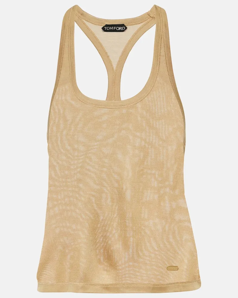 Tom Ford Top Micro-Rib aus Seiden-Jersey Gelb