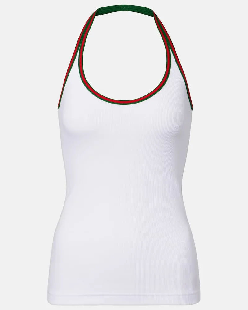 Gucci Top Web Stripe aus Jersey Weiß