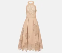 Besticktes Midikleid aus Gabardine