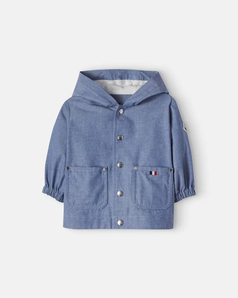 Moncler Baby Jacke aus Baumwoll-Canvas Blau