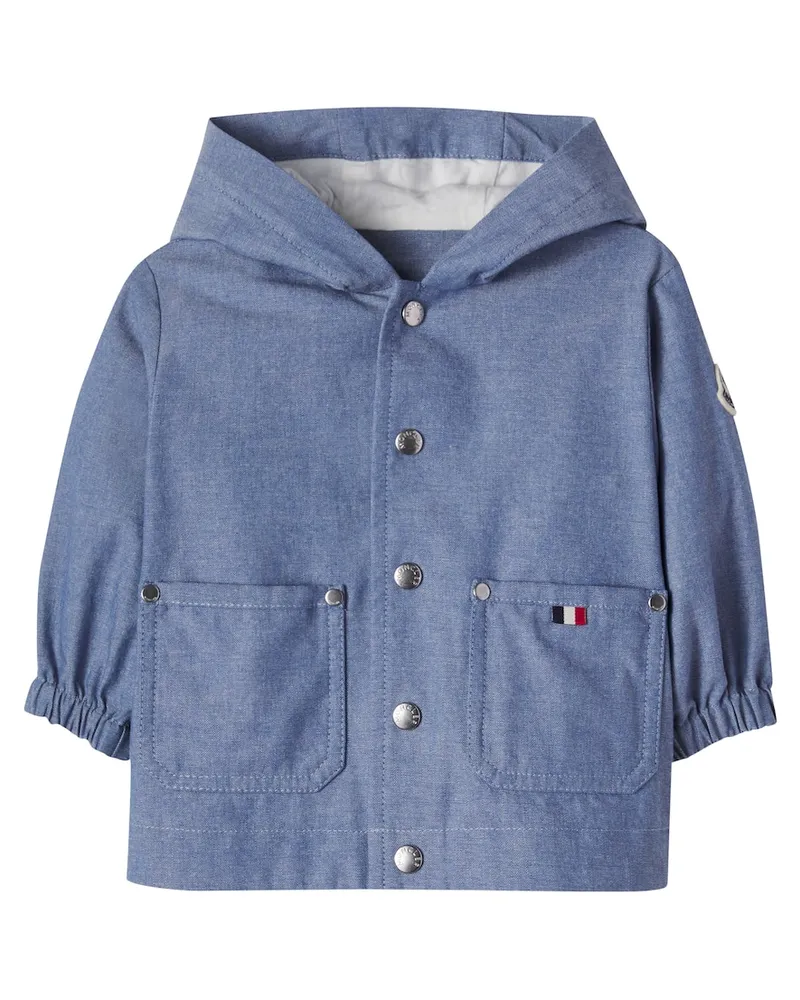Moncler Baby Jacke aus Baumwoll-Canvas Blau