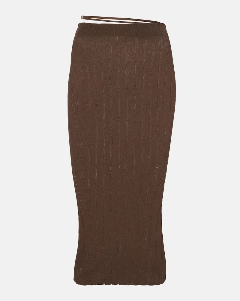 Jacquemus Midirock Pralu aus Rippstrick Braun