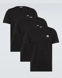 Moncler Set aus drei T-Shirts aus Baumwoll-Jersey Schwarz