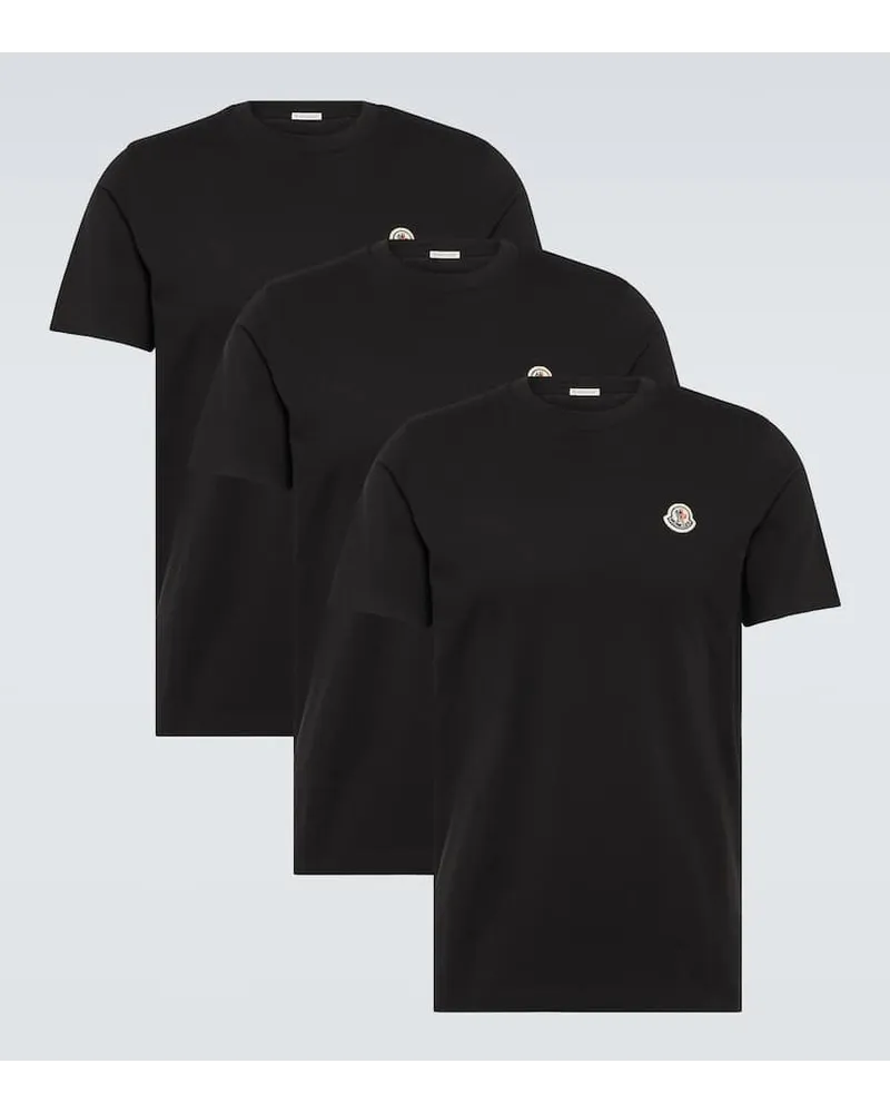 Moncler Set aus drei T-Shirts aus Baumwoll-Jersey Schwarz