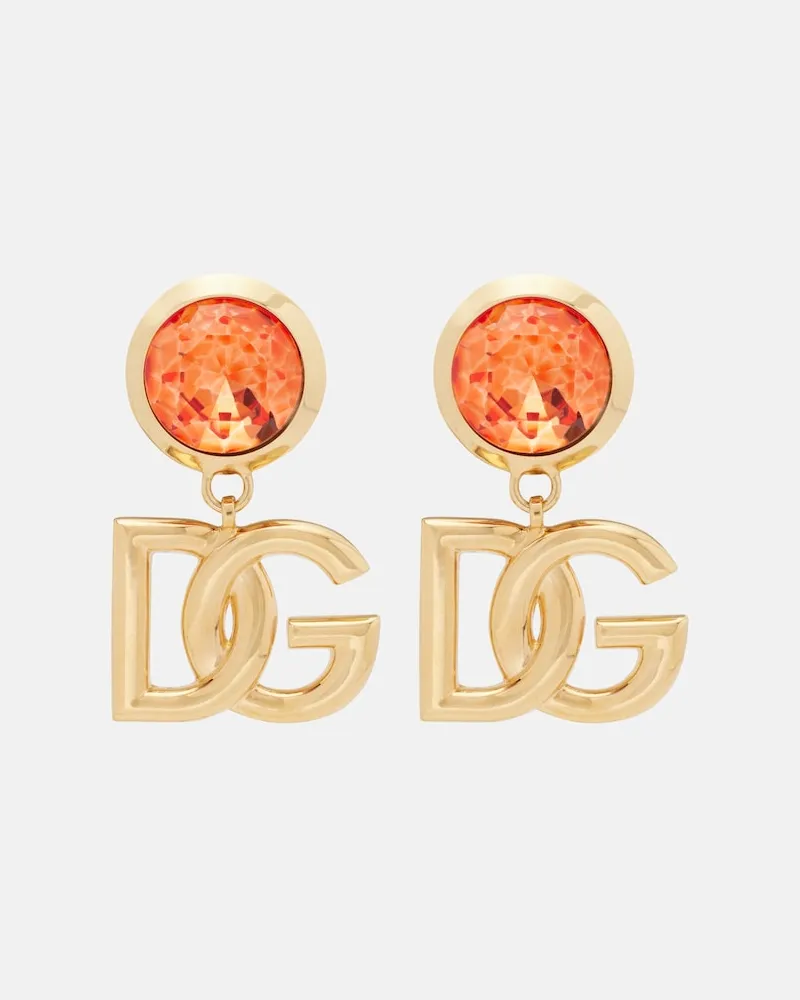 Dolce & Gabbana Clip-Ohrringe DG mit Kristallen Gold