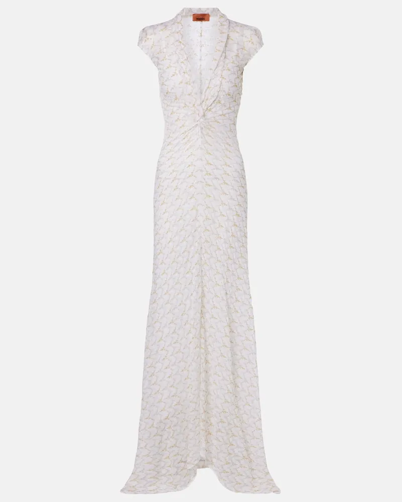 Missoni Maxikleid aus Strick Weiß