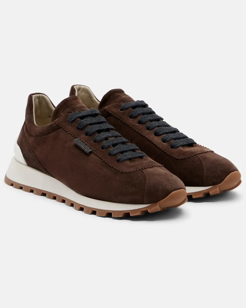 Brunello Cucinelli Sneakers Monili aus Veloursleder Braun