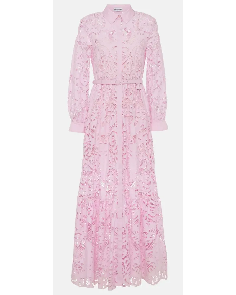 Self-Portrait Hemdblusenkleid aus Spitze Pink