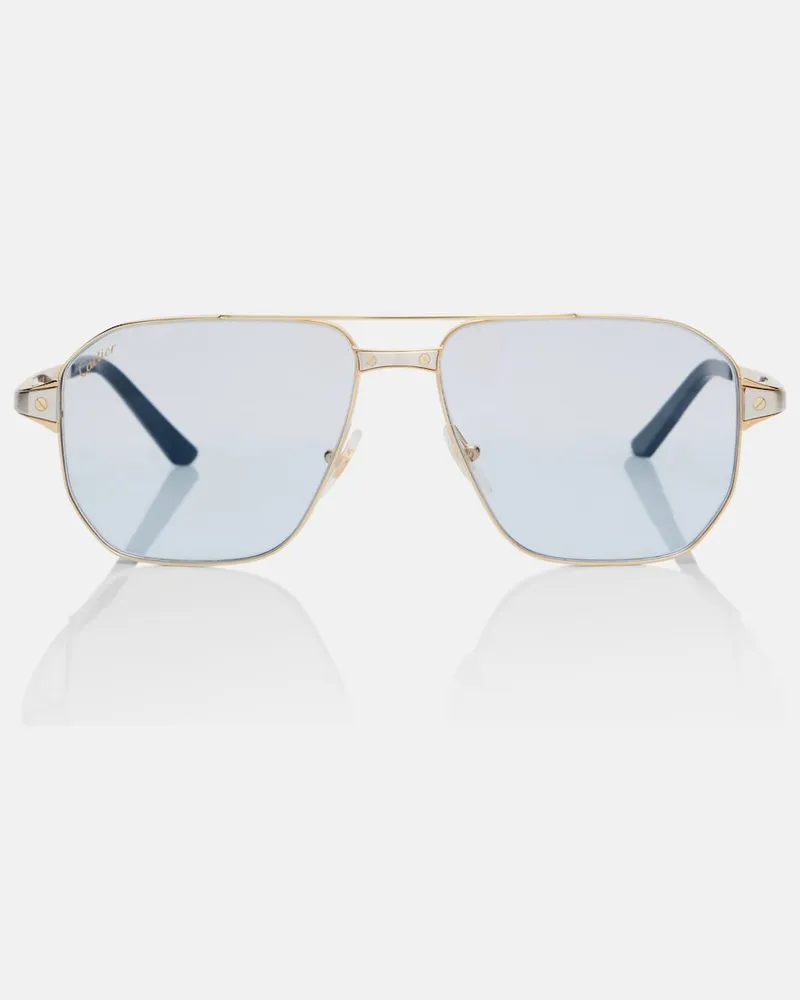 Cartier Aviator-Sonnenbrille Santos De Cartier Gold