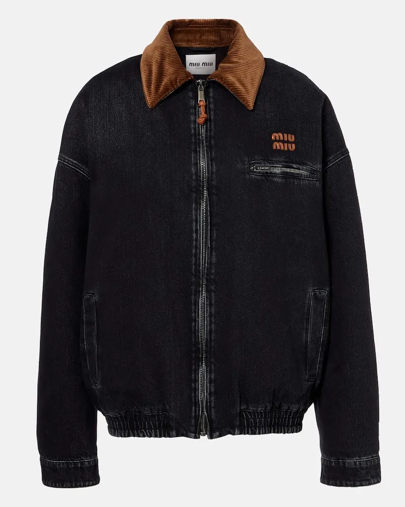 Miu Miu Jeansjacke Schwarz