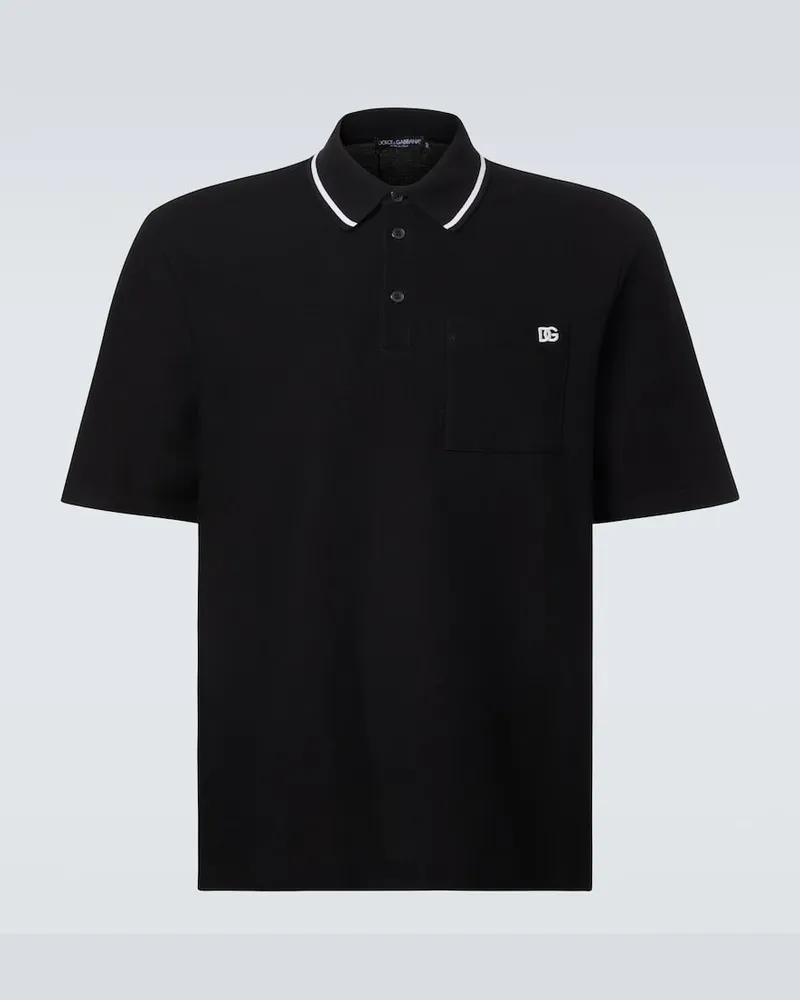 Dolce & Gabbana Polohemd DG aus Baumwolle Schwarz