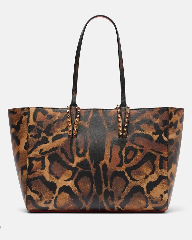 Christian Louboutin Bedruckter Shopper aus Leder Braun