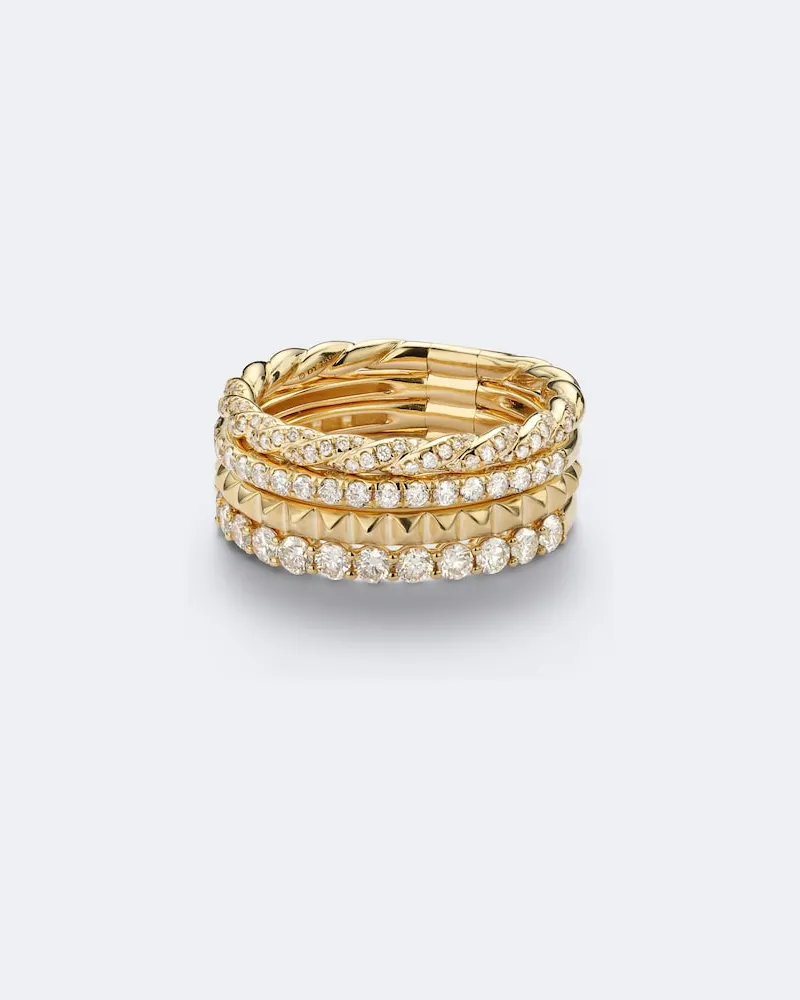 David Yurman Ring Petite Pavé aus 18kt Gelbgold mit Diamanten Gold