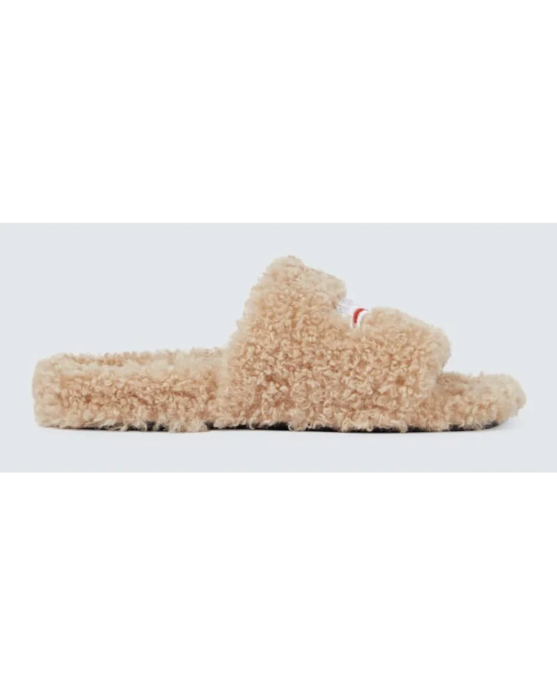 Balenciaga Pantoletten Political Campaign Furry Beige
