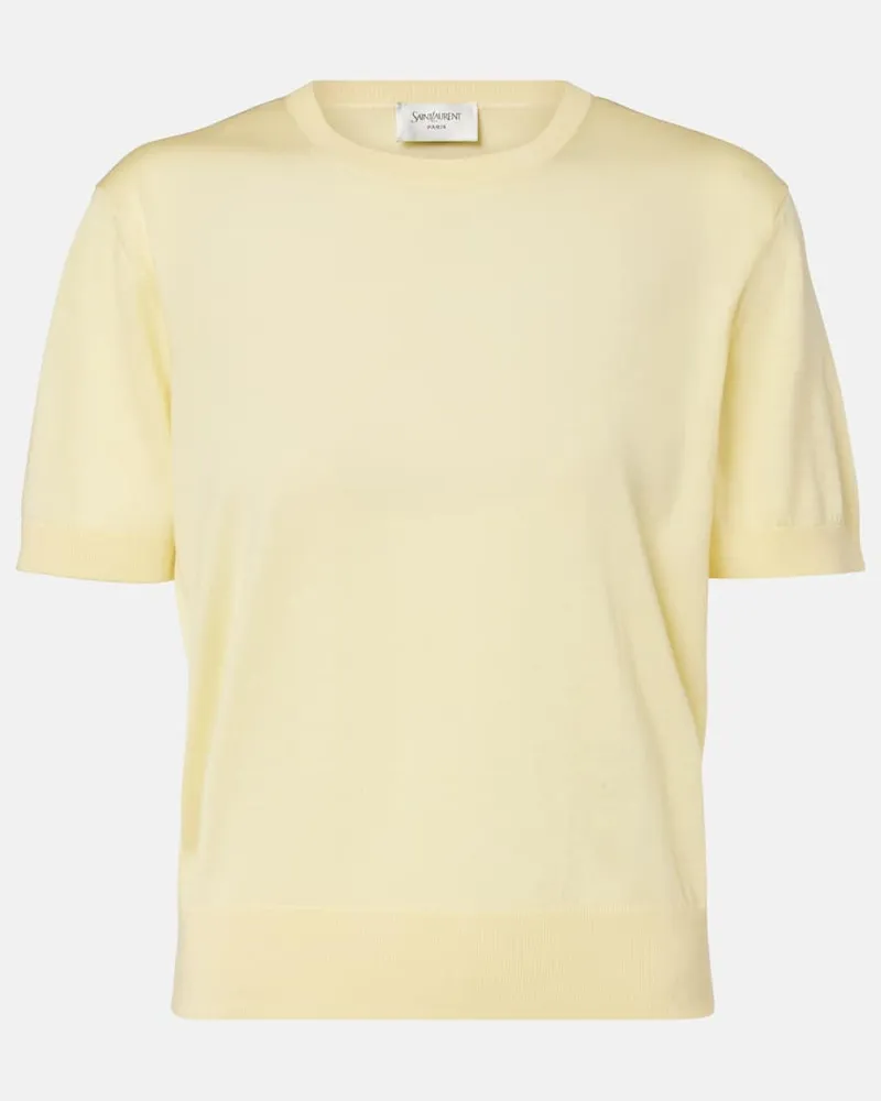 Saint Laurent Pullover aus Wolle, Kaschmir und Seide Gelb