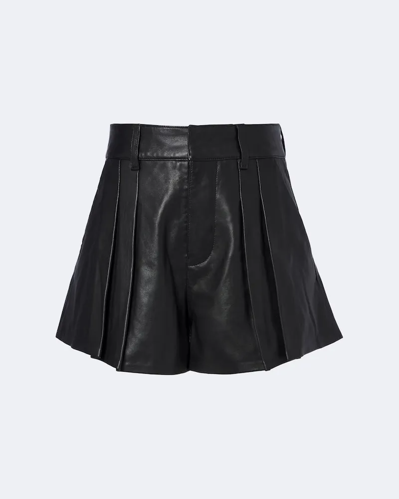 Frame Denim Shorts aus Leder Schwarz
