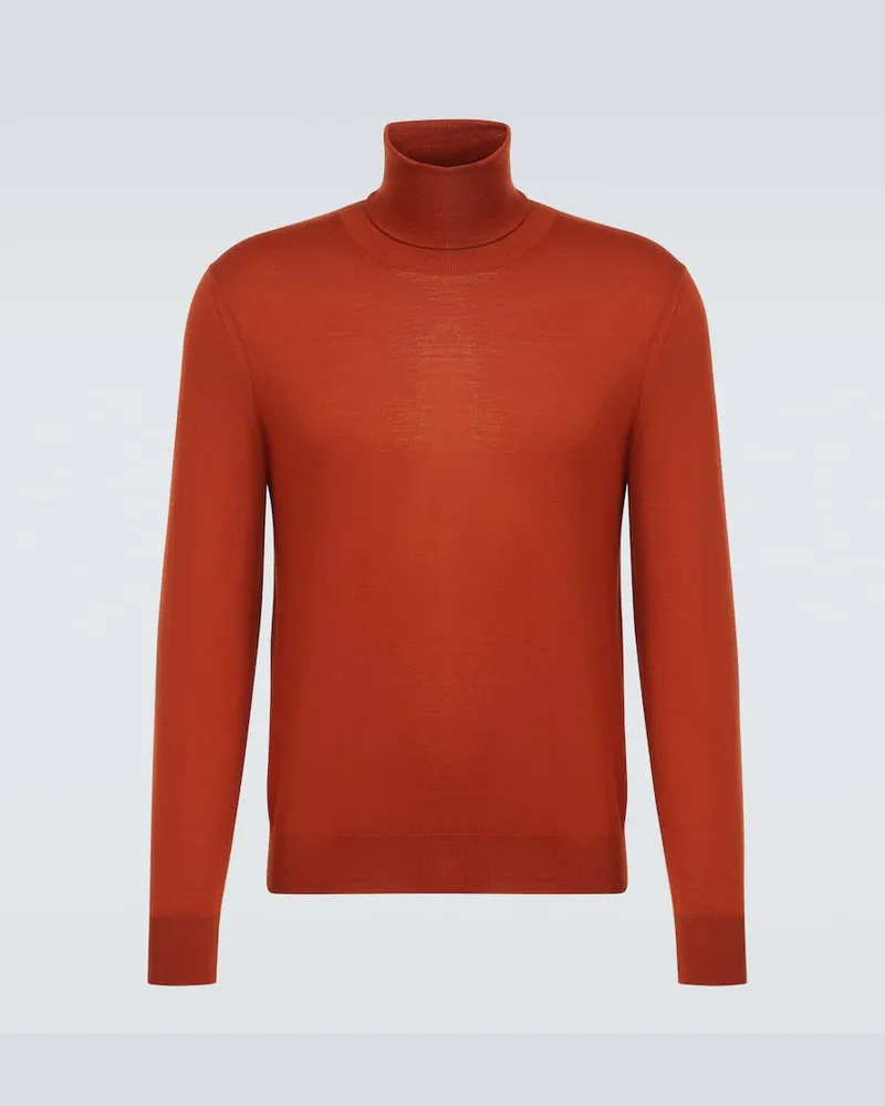 Saint Laurent Rollkragenpullover aus Wolle Orange