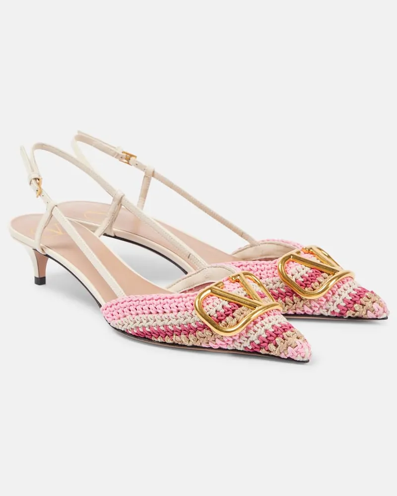 Valentino Garavani Slingback-Pumps VLogo Signature 40 aus Häkelstrick Rosa