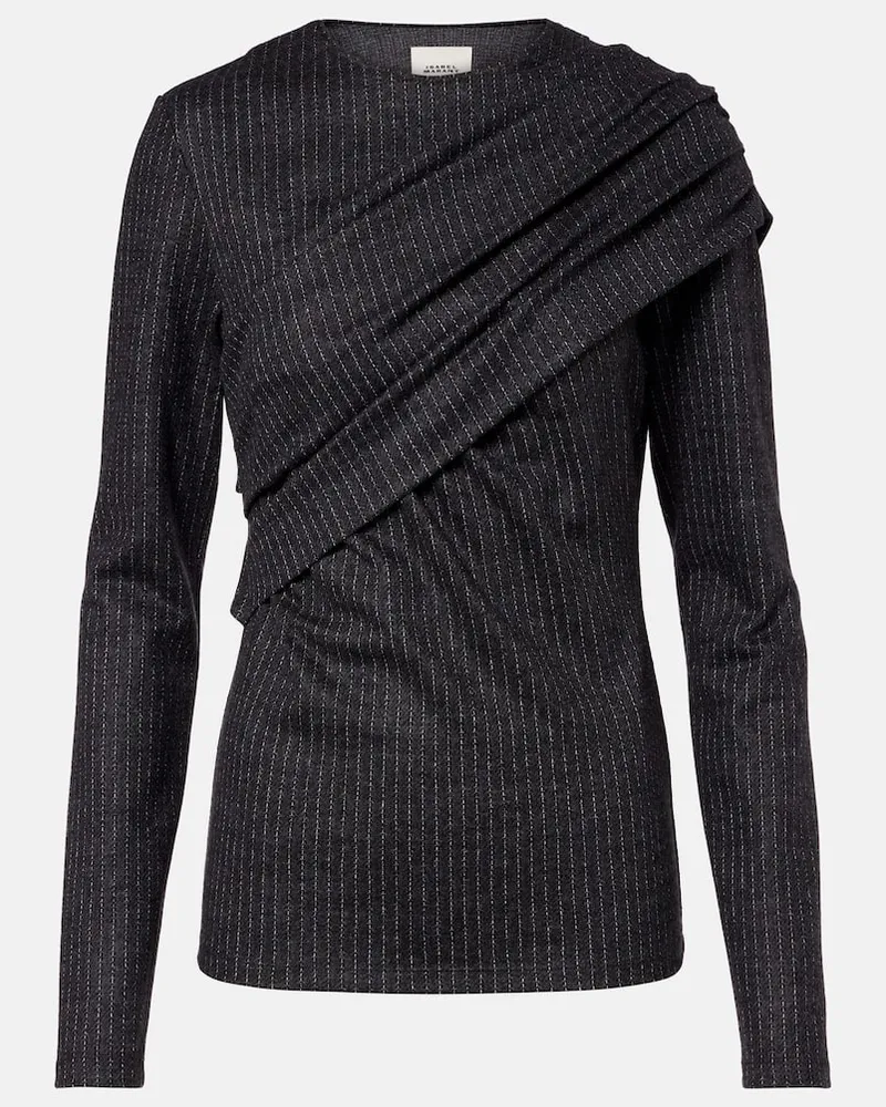 Isabel Marant Top Asna aus Wolle und Baumwolle Grau