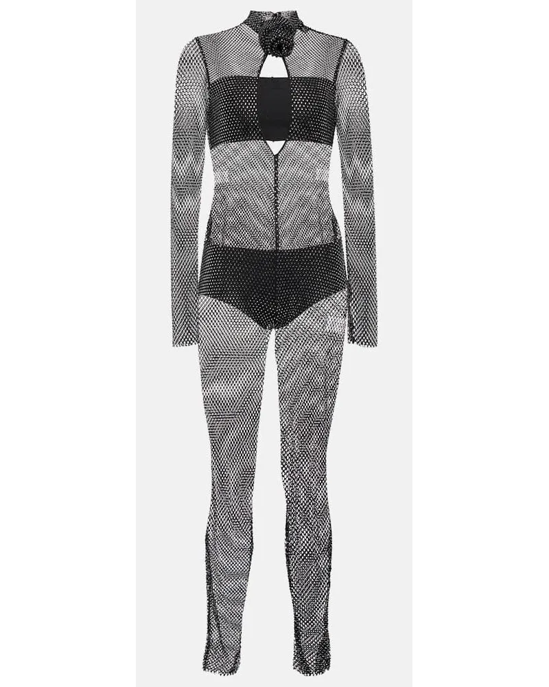 Giuseppe di Morabito Verzierter Jumpsuit aus Mesh Schwarz