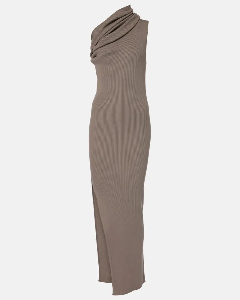 Rick Owens One-Shoulder-Maxikleid Braun