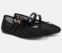 Ballerinas aus Mesh mit Leder
