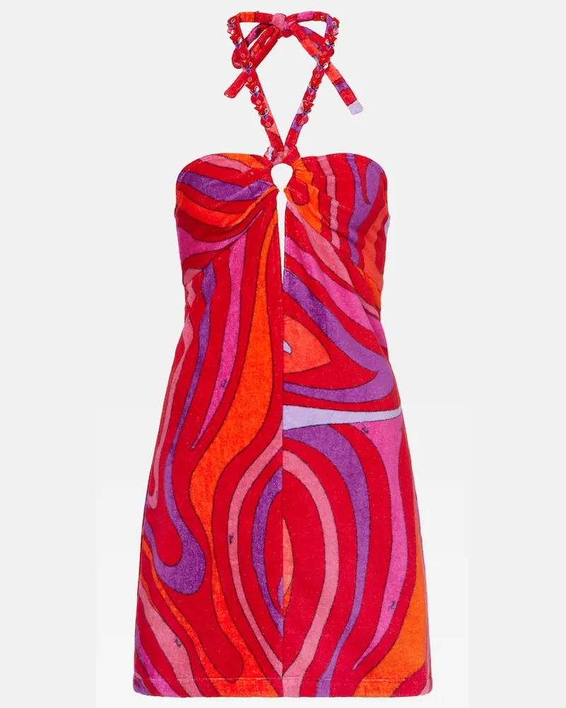 Emilio Pucci Verziertes Minikleid Marmo aus Baumwollfrottee Multicolor