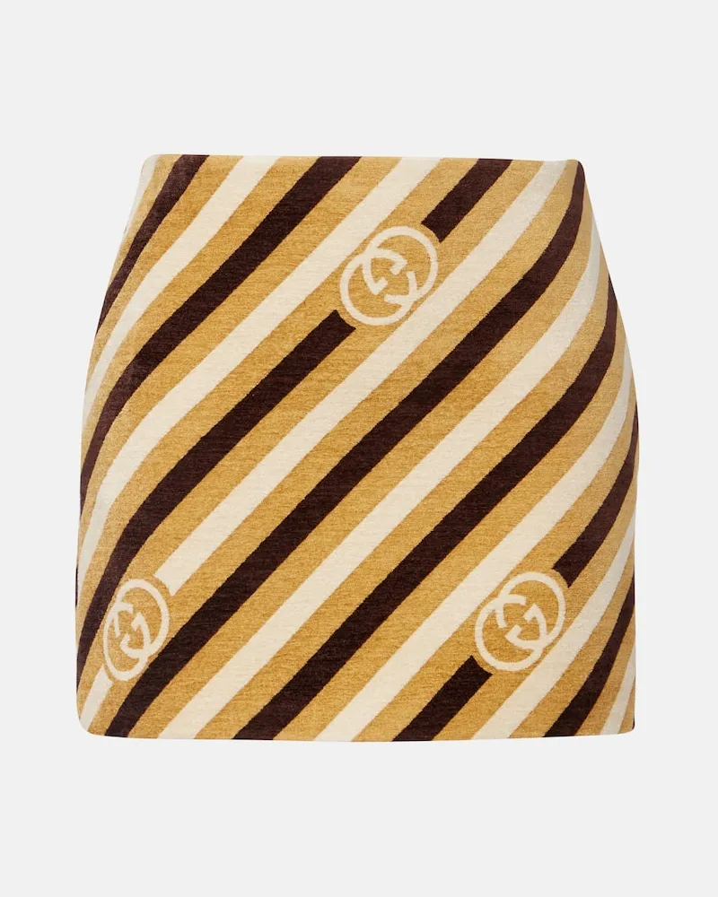 Gucci Minirock Interlocking G aus Samt und Chenille Multicolor