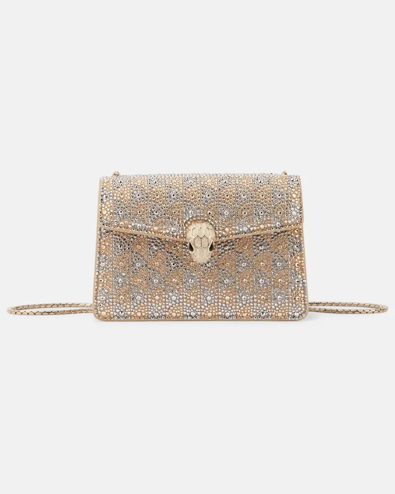 Bulgari Schultertasche Serpenti Forever Mini mit Kristallen Gold