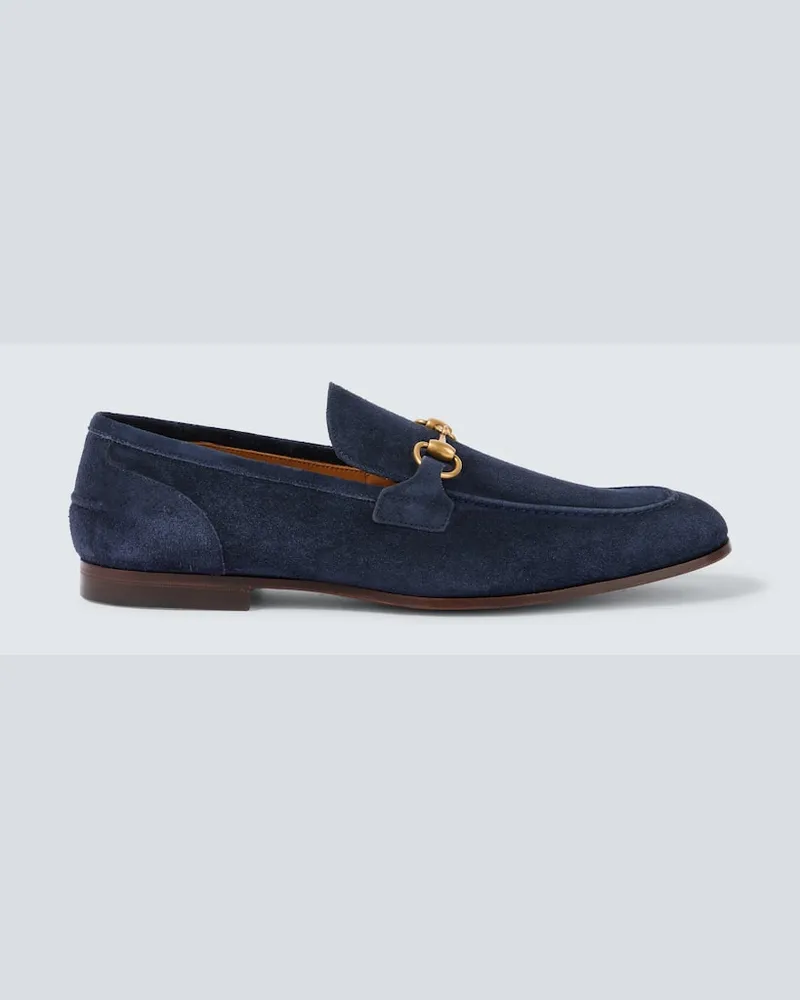 Gucci Loafers Gucci Jordaan Horsebit aus Veloursleder Blau