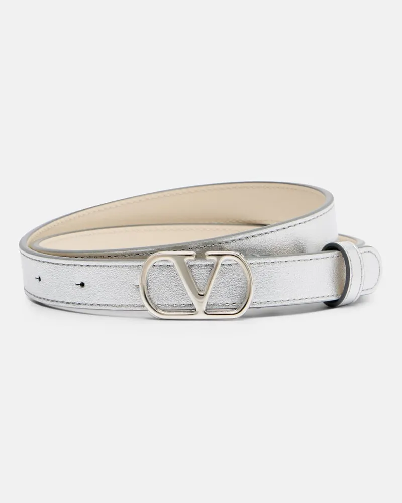 Valentino Garavani Gürtel aus Metallic-Leder Silber